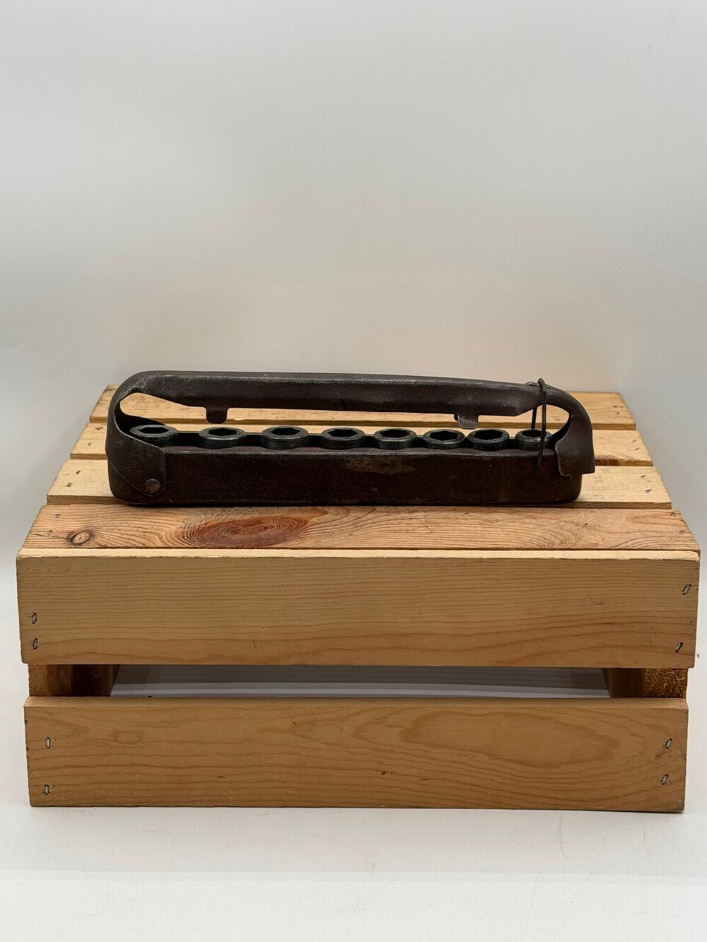Antique Vintage Blackhawk/Walden Style Pressed Steel Socket Wrench Set and Caddy
